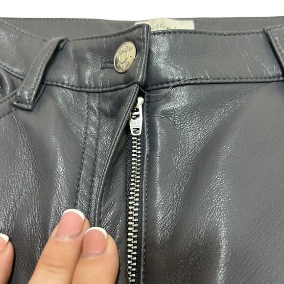 Aritzia‎ Wilfred Melinda Grey Vegan Leather High Rise Straight Leg Pants Size 2 - Picture 3 of 7
